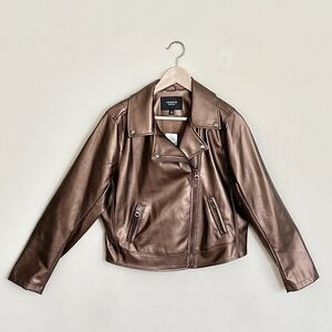 NEW Torrid Faux Leather Asymmetrical Moto Jacket Copper Women’s size 0 Large